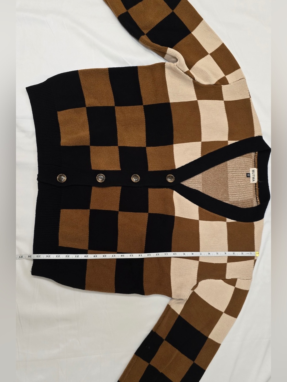 Mutma Homero cardigan black and brown check - Picture 5 of 10